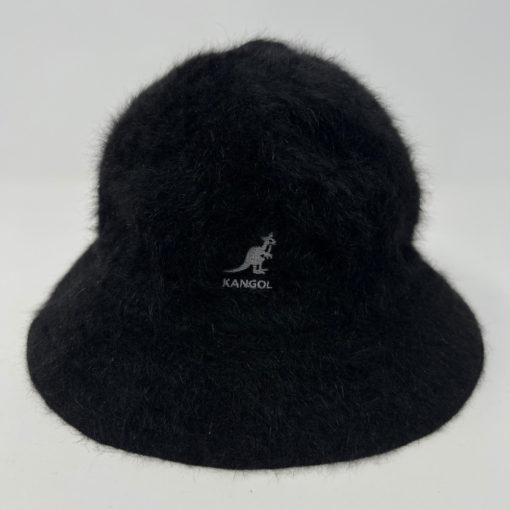 Kangol Furgora Casual Bucket Hat Black Angora Blend Fuzzy Bell Hat XL NEW Y2K